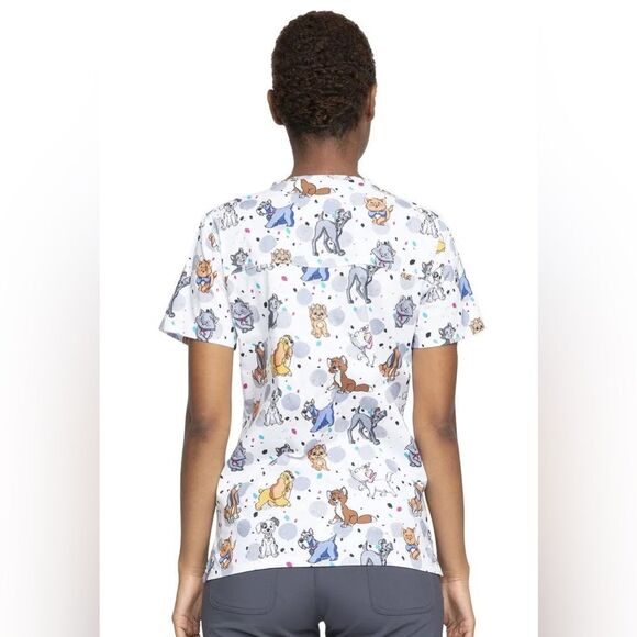 Disney Tooniforms Lady and the Tramp/Aristocats Neck Scrub Top NEW Medium - Picture 3 of 16